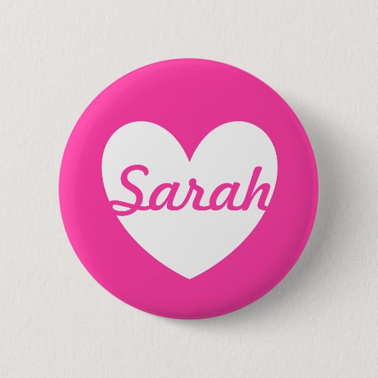 Badge Rond 5 Cm Coeurs polka blanc sur rose fuchsia (Devant)