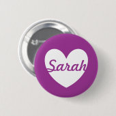 Badge Rond 5 Cm Coeurs polka blanc sur violet (Devant & derrière)