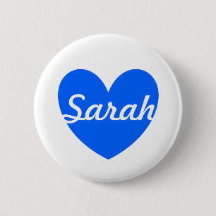 Badge Rond 5 Cm Coeurs polka bleu sur blanc