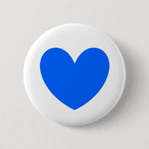 Badge Rond 5 Cm Coeurs polka bleu sur blanc