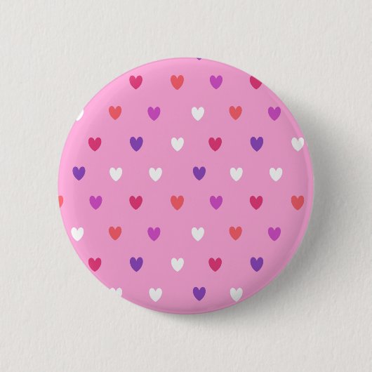 Badge Rond 5 Cm Coeurs polka rose (Devant)