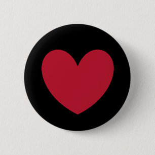 Badge Rond 5 Cm Coeurs polka rouge sur noir