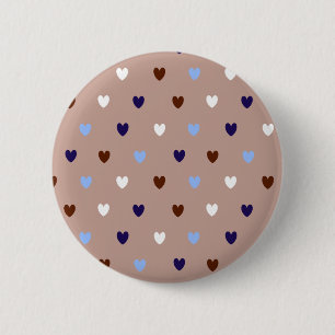 Badge Rond 5 Cm Coeurs Polka sur brun pâle