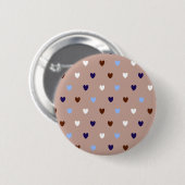 Badge Rond 5 Cm Coeurs Polka sur brun pâle (Devant & derrière)
