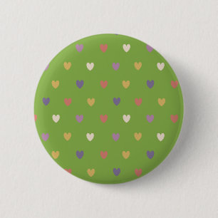 Badge Rond 5 Cm Coeurs Polka sur vert vert