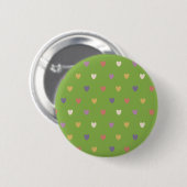 Badge Rond 5 Cm Coeurs Polka sur vert vert (Devant & derrière)