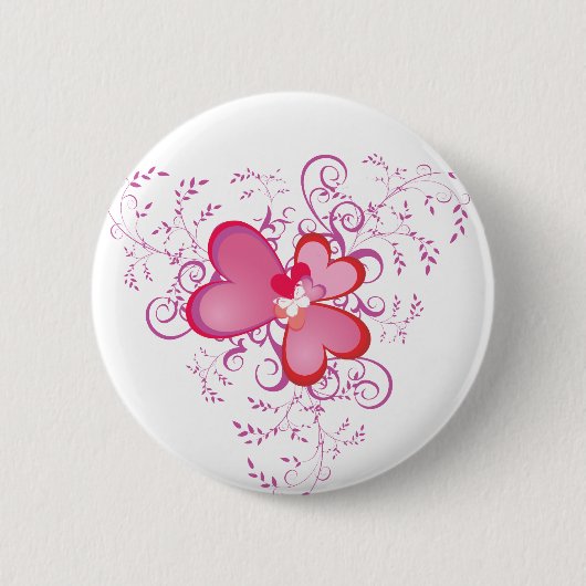 Badge Rond 5 Cm Coeurs roses (Devant)