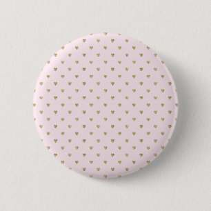 Badge Rond 5 Cm Cœurs roses dorés