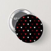 Badge Rond 5 Cm Coeurs rouge et blanc sur noir (Devant & derrière)