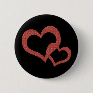 Badge Rond 5 Cm Coeurs rouges relatifs