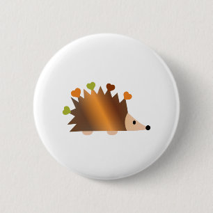 Badge Rond 5 Cm Coeurs sur un hérisson