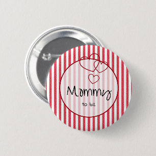Badge Rond 5 Cm Cœurs triples rayures de craie rouge modernes pour