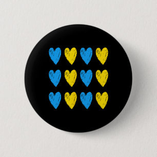 Badge Rond 5 Cm Cœurs Ukrainiens Soutien Ukraine Drapeau Bleu Jaun