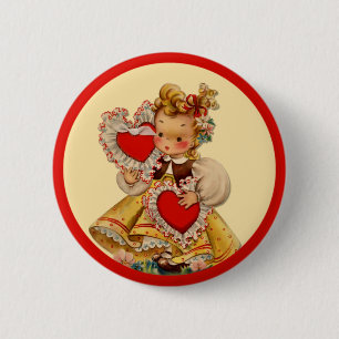 Badge Rond 5 Cm Coeurs vintages ma chérie