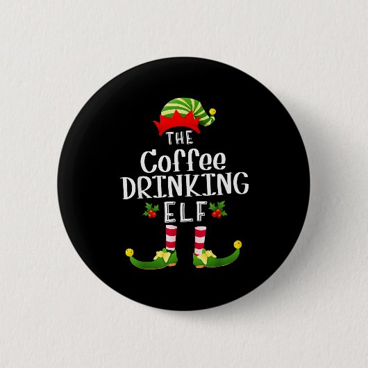 Badge Rond 5 Cm Coffee Drinking Christmas Elf Matching Pajama X-ma (Devant)