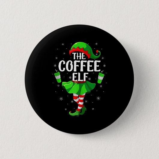 Badge Rond 5 Cm Coffee Elf Christmas Girls Women Elf Squad Xmas Fa (Devant)