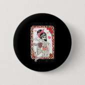 Badge Rond 5 Cm Coffee Is My Valentine Skeleton Messy Leopard Bun  (Devant)
