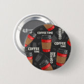 Badge Rond 5 Cm Coffee pattern (Devant & derrière)