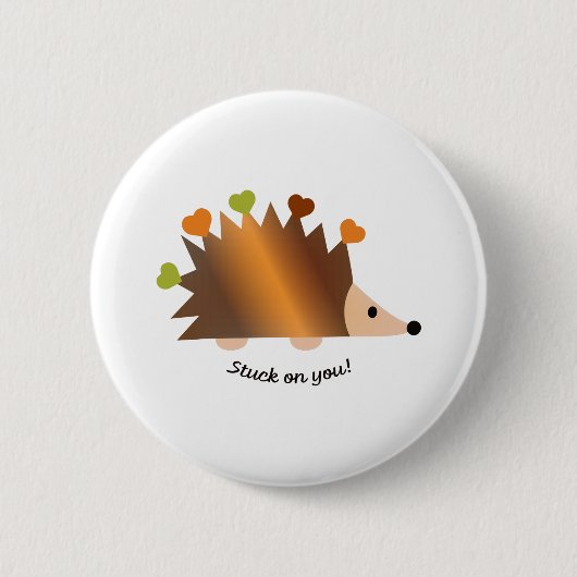 Badge Rond 5 Cm Coincé sur vous Hérisson et Coeurs (Devant)