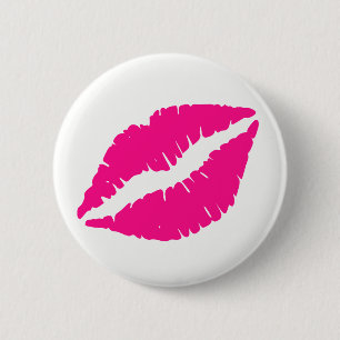 Badge Rond 5 Cm Col cravate motif baisers rose blanc mignon