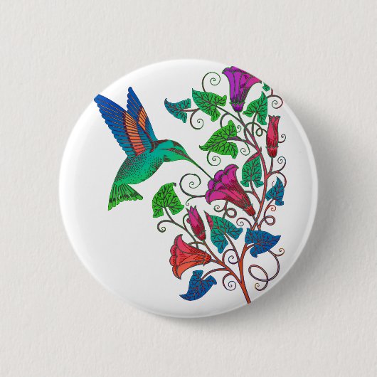 Badge Rond 5 Cm Colibri d'arc-en-ciel (Devant)