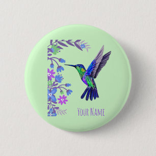 Badge Rond 5 Cm Colibri Design Fleurs Botaniques Amateurs d'oiseau