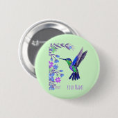 Badge Rond 5 Cm Colibri Design Fleurs Botaniques Amateurs d'oiseau (Devant & derrière)