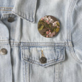 Badge Rond 5 Cm Colibri et fleurs d'Apple (En situation)