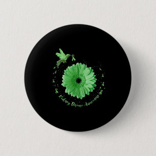 Badge Rond 5 Cm Colibri Tournesol Vert Ribbon Maladie rénale