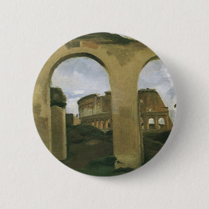 Badge Rond 5 Cm Colisée vu à travers les arcades à Rome, Italie