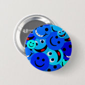 BADGE ROND 5 CM COLLAGE BLEU DE SMILEY (Devant & derrière)