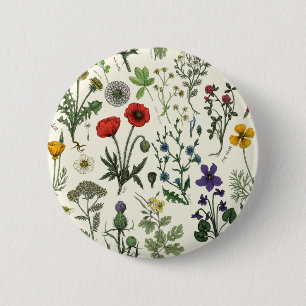 Badge Rond 5 Cm Collage de fleurs sauvages
