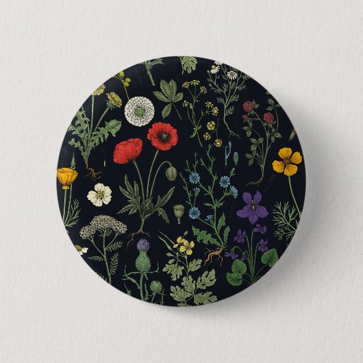 Badge Rond 5 Cm Collage de fleurs sauvages (Devant)