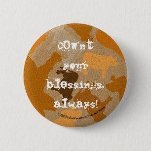 Badge Rond 5 Cm Collage de la vache CaMOOflage en orange