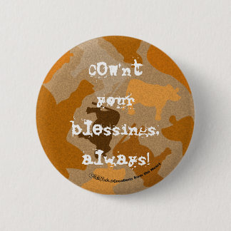 Badge Rond 5 Cm Collage de la vache CaMOOflage en orange