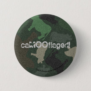 Badge Rond 5 Cm Collage de la vache CaMOOflage en vert