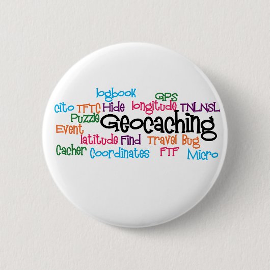 Badge Rond 5 Cm Collage de mot de Geocaching (Devant)