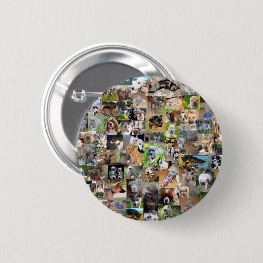 Badge Rond 5 Cm Collage de photos de chiens, (Devant & derrière)
