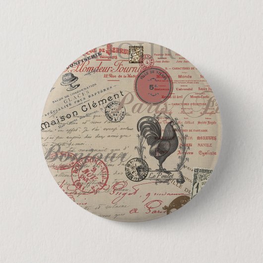 Badge Rond 5 Cm Collage d'écriture manuscrite en français (Devant)
