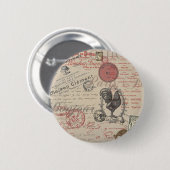 Badge Rond 5 Cm Collage d'écriture manuscrite en français (Devant & derrière)
