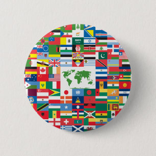Badge Rond 5 Cm Collage des drapeaux de pays de partout dans le
