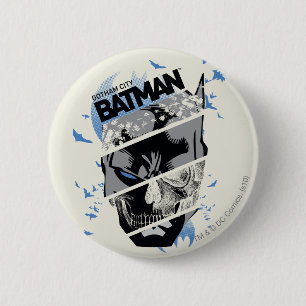 Badge Rond 5 Cm Collage du crâne Gotham City Batman
