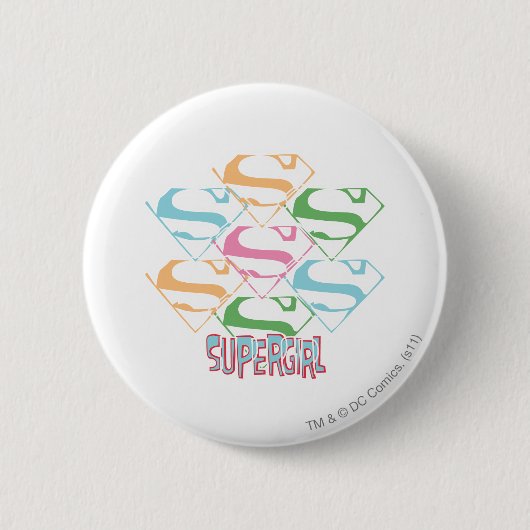 Badge Rond 5 Cm Collage du logo de Supergirl Pastel (Devant)