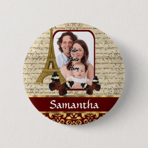 Badge Rond 5 Cm Collage Paris vintage