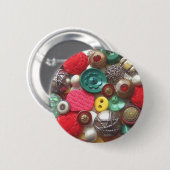 Badge Rond 5 Cm Collage rouge et vert de bouton (Devant & derrière)