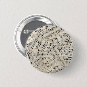Badge Rond 5 Cm Collage vintage papier de musique