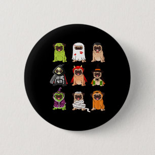 Badge Rond 5 Cm Collection de Pug Happy Pugoween Halloween Costume
