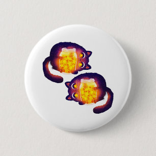 Badge Rond 5 Cm Collectionneurs d'étoiles de chats noirs