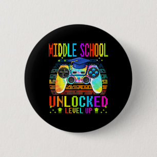 Badge Rond 5 Cm collège Déverrouillé Niveau Haut Gamer Retour à Sc