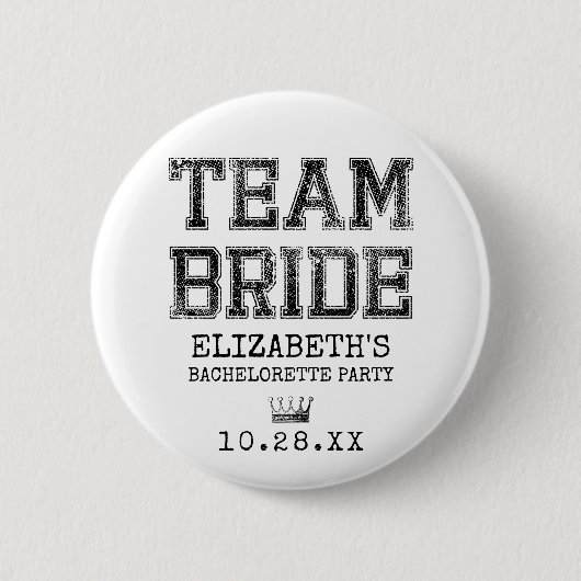 Badge Rond 5 Cm Collegiate Team Bride Bachelorette Party (Devant)